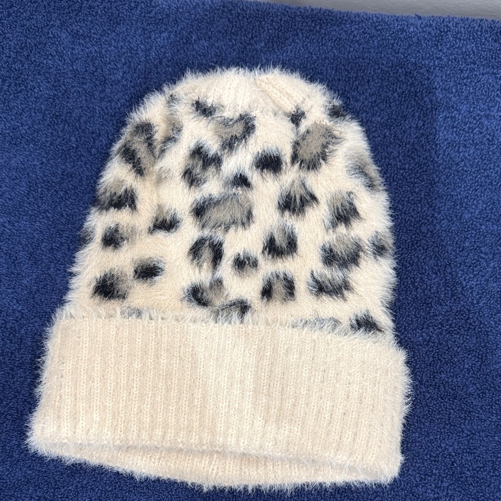 Coco + Carmen Cream and Black Fuzzy Kids Hat
